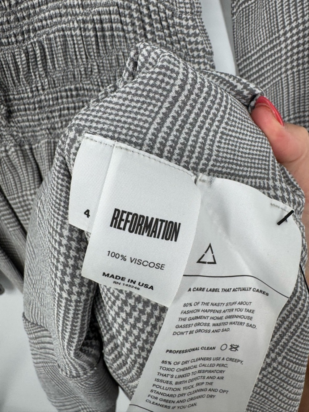 Reformation Mini Dress (Aberdeen Wilder) in gray plaid size 4 - Picture 6 of 11